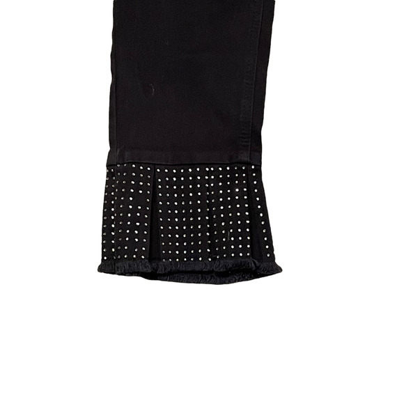 Earl Jean Womens Denim Ankle Pants Size 6 Black Jeweled Leg Cuffs Stretch 28X26 - Picture 3 of 5